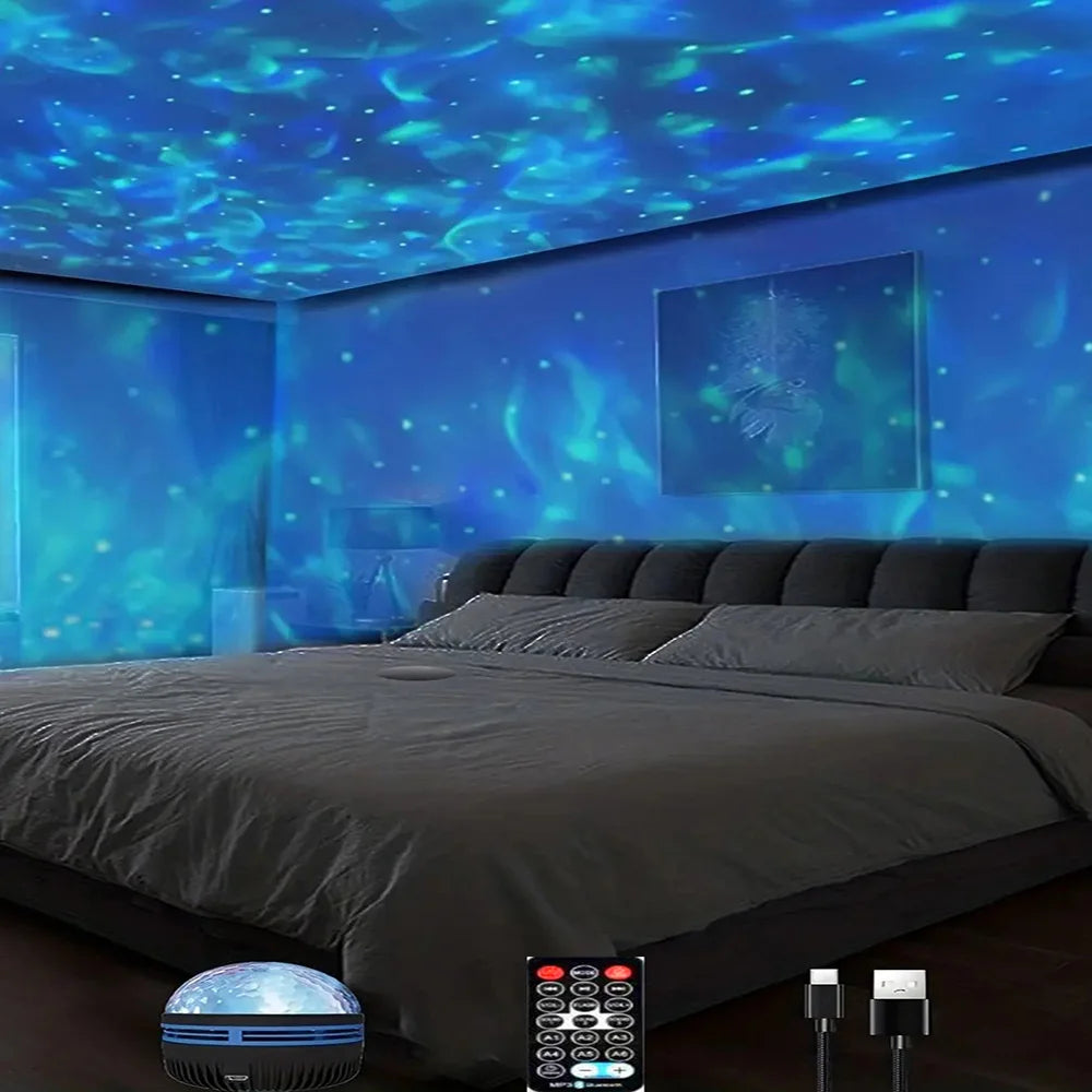 1pc Ocean Wave Projector with 7-Colors Patterns & Remote Control, USB Powered For Bedroom Home Theater, Ceiling, Room Decor