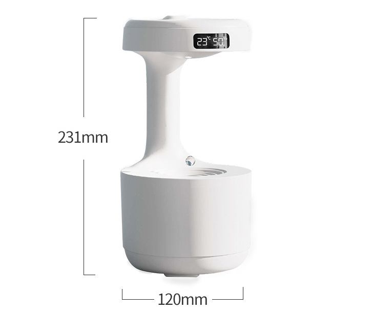 Anti-Gravity Humidifier With Clock Water Drop Backflow