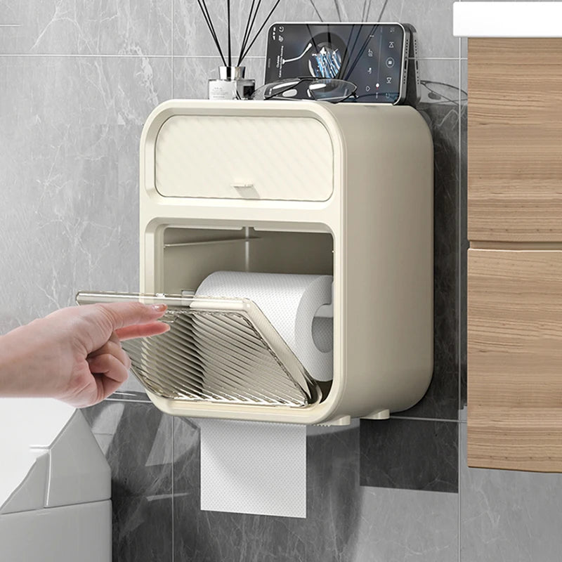 Multifunctional Wall-mounted Tissue Box with Storage Shelf