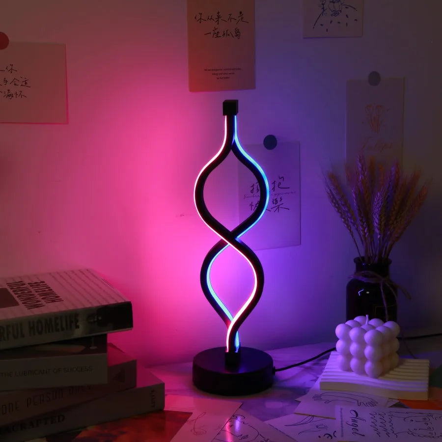 Creative Twist Shape Purple USB Desk Lamp Decoration