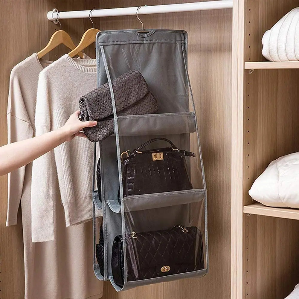 For Wardrobe Closet Transparent Storage Bag Hanging Handbag Organizer Door Wall Clear Sundry Shoe Bag with Hanger Pouch