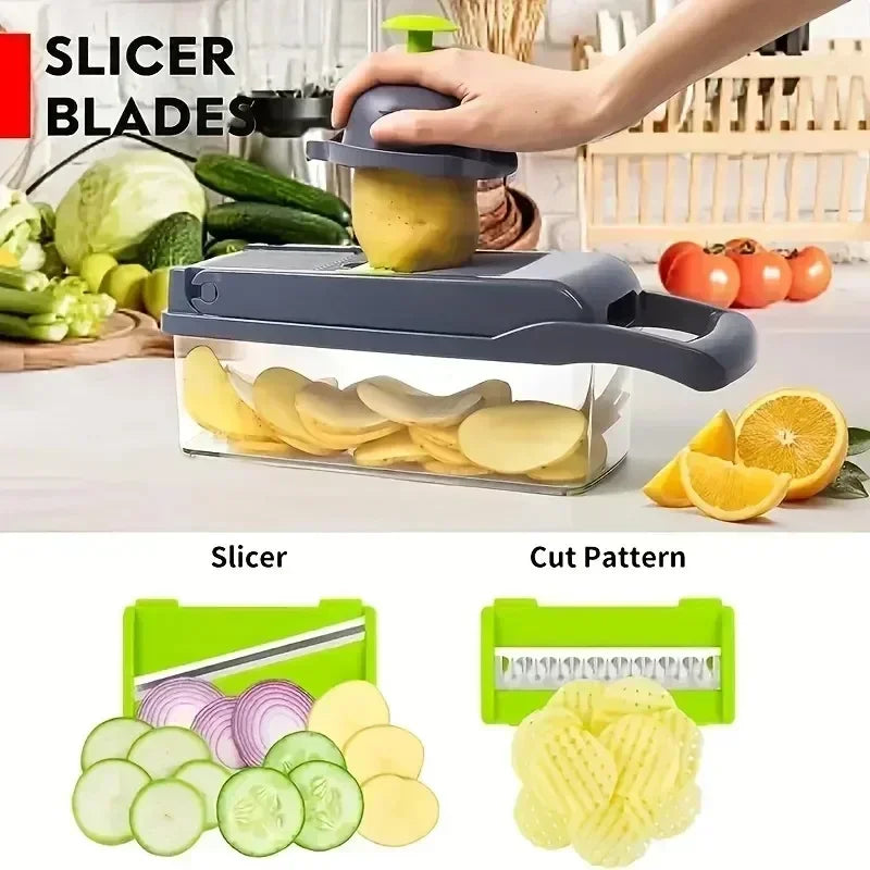 Vegetable Chopper - Food Chopper - Onion Chopper - Vegetable Slicer & Spiralizer - Veggie Chopper with Container - Kitchen Gadgets - Home Essentials - Kitchen Accessories