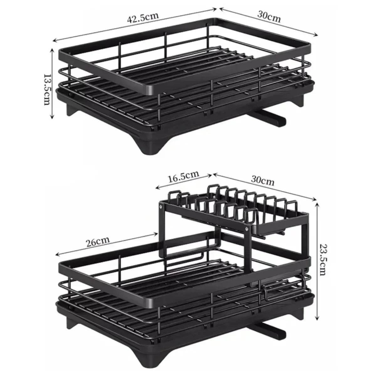 Dish Drying Rack Kitchen Adjustable Stainless Steel 2 Tier Plates Organizer Dish Bowl Drainer Storage Rack Kitchen Utensils