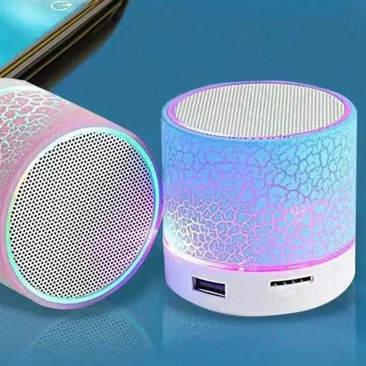 Wireless Mini Speaker, Subwoofer, Dazzle Crackle 7 Color Light Wireless Mini Speaker, Portable Small Speaker