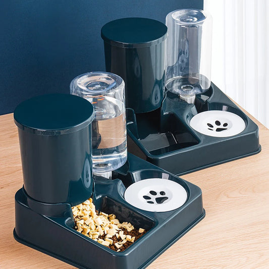 Automatic Cat Feeder and Water Dispenser Set Gravity Cat Food Dispenser 2 in 1 Gravity Pet Feeder and Water Dispenser