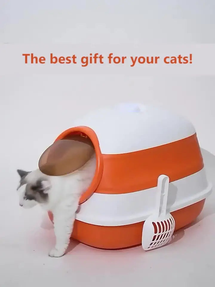 Easy-to-Clean Fully Enclosed Cat Litter Box - Anti-Splash Design - Mess-Free Solution for Your Pet's Needs