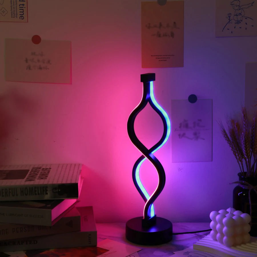 Creative Twist Shape Purple USB Desk Lamp Decoration