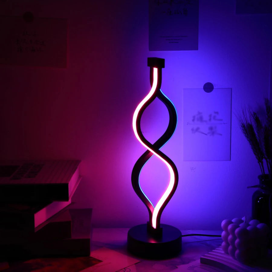 Creative Twist Shape Purple USB Desk Lamp Decoration