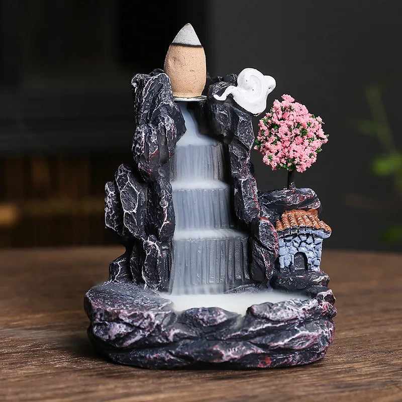 Backflow Incense Holder Waterfall Incense Burner Home Decor Aromatherapy Ornament Incense Cones with Backflow Incense Cones