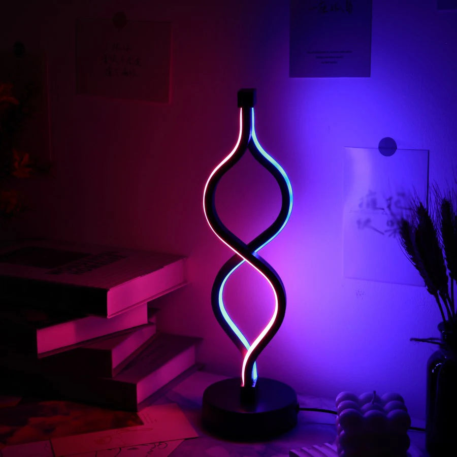 Creative Twist Shape Purple USB Desk Lamp Decoration