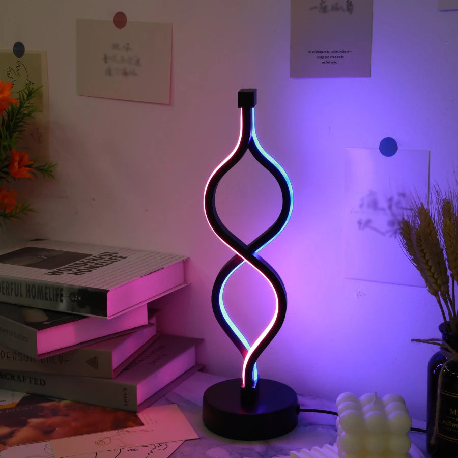 Creative Twist Shape Purple USB Desk Lamp Decoration