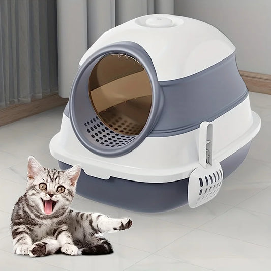 Easy-to-Clean Fully Enclosed Cat Litter Box - Anti-Splash Design - Mess-Free Solution for Your Pet's Needs