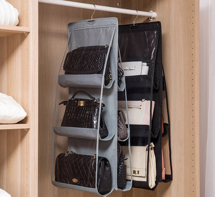 For Wardrobe Closet Transparent Storage Bag Hanging Handbag Organizer Door Wall Clear Sundry Shoe Bag with Hanger Pouch