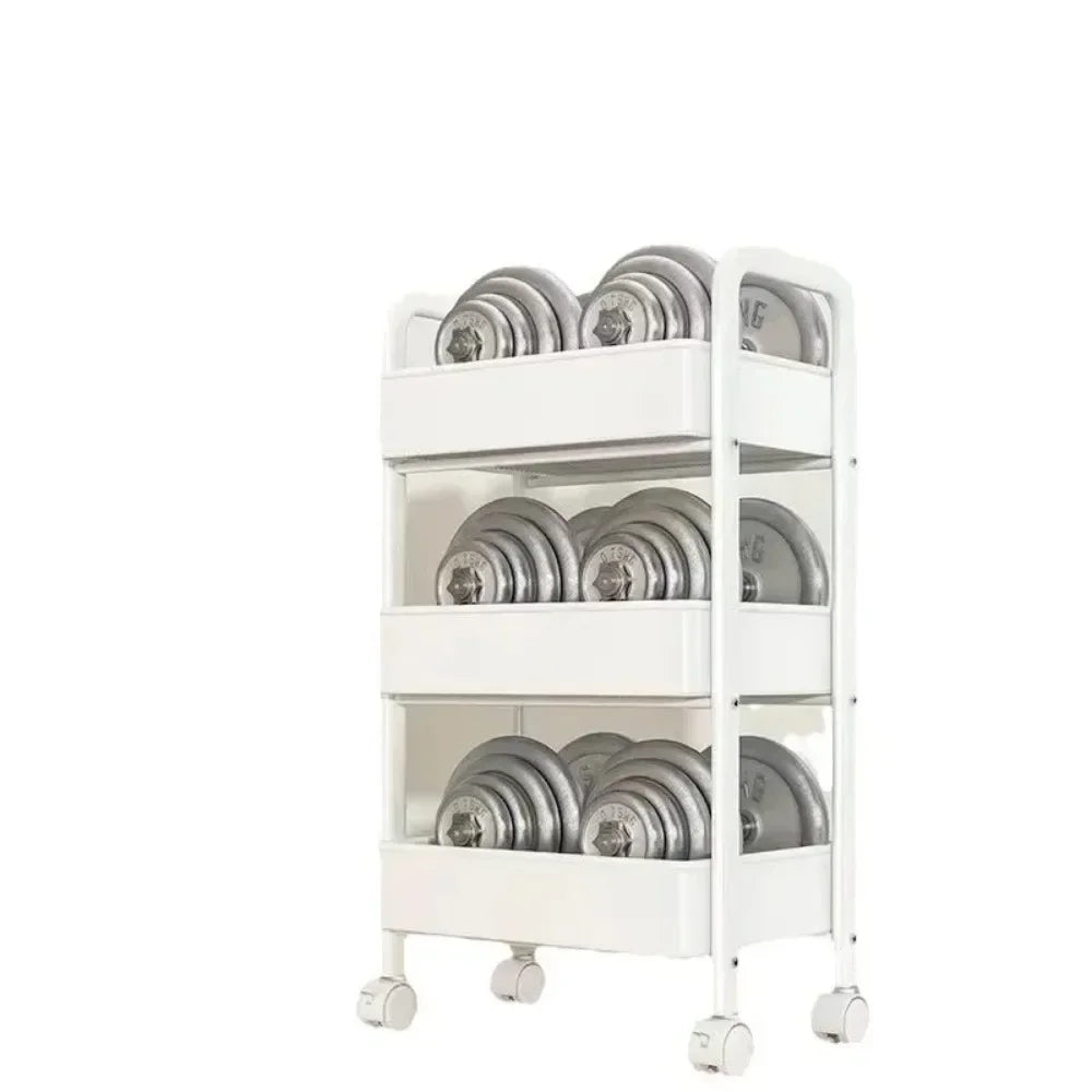 Multi-Layer Slim Storage Cart Narrow Kitchen Rolling Cart on Wheels for Small Space, Mobile Utility Cart Shelving Unit with Wooden Top and Metal Handle for Kitchen, Bathroom, Laundry Room