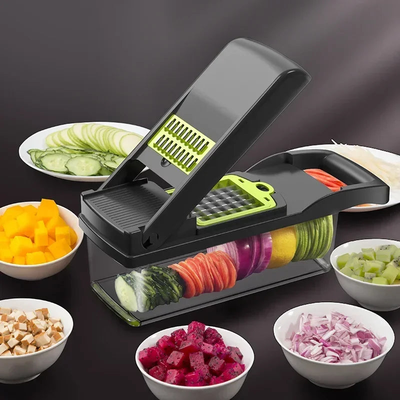 Vegetable Chopper - Food Chopper - Onion Chopper - Vegetable Slicer & Spiralizer - Veggie Chopper with Container - Kitchen Gadgets - Home Essentials - Kitchen Accessories